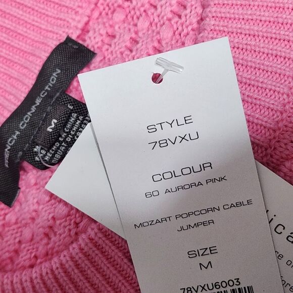 NWT French Connection Mozart Cotton Aurora Pink Sweater size M - Picture 6 of 6
